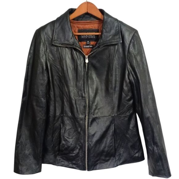 Y2K Wilsons Womens Leather Jacket S Black Fitted Thinsulate Quilt Lined Zip Up - Picture 12 of 16